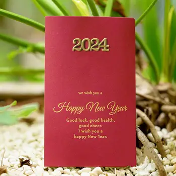 Ретро Поздравительная открытка Бумажная Поздравительная открытка премиум-класса, набор открыток для благословения китайского Нового года со старинной бумагой с золотыми буквами на 2024 год