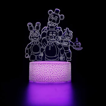 Огни визуальной иллюзии Fnaf 3D Five Nights At Freddy Game Night Lights 7/16 Цветная лампа для украшения спальни, подарки детям на день рождения