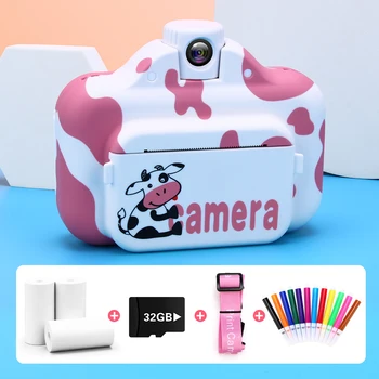 Детская камера мгновенной печати, Термобумага, Мультяшная Корова, беспроводной WIFI принтер, игрушка, видео 1080P, 4K HD, детская цифровая камера, игрушка