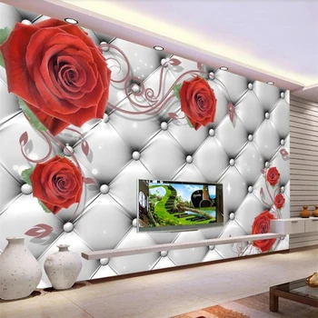 beibehang Пользовательские обои мягкая сумка красная роза стерео фотообои 3D фон настенная живопись Гостиная спальня обои настенная роспись