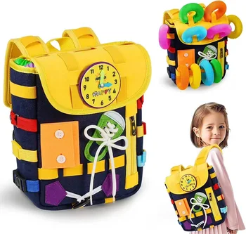 Детская сумка для занятий Монтессори с пряжками, развивающая мелкую моторику и базовые жизненные навыки, детские игрушки для путешествий