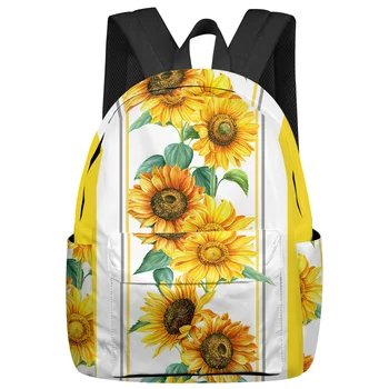 Желтый Акварельный Подсолнух, женские и мужские рюкзаки, водонепроницаемый школьный рюкзак для студентов, сумки для ноутбуков для девочек, Mochilas