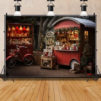 ZHISUXI Рождественские фоны для фотосъемки камина Новогодние конфетные дымоходы Магазин шаровых витрин студийный фон WW-63