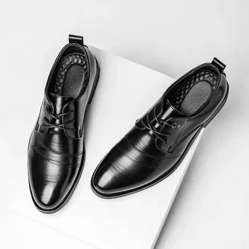 Осенняя Новая Мужская Кожаная обувь Для молодых людей, Мужская Модная обувь в Британском стиле, Ботинки Martin на мягкой подошве, Мужская Дышащая обувь