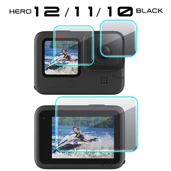 Защитная пленка для HD-объектива Go Pro 12 из закаленного стекла, чехол для Gopro Hero 11 10 9, Аксессуары для камеры черного цвета