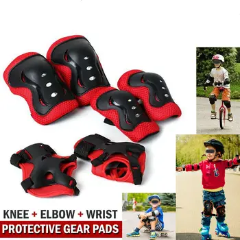 6 шт./компл. детских защитных накладок на локоть, запястье, колено, подходящих для катания на коньках, роликах, велосипеде, аксессуары для защиты тела велосипеда