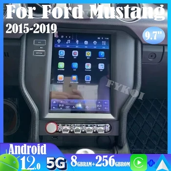 Android 12 Для Ford Mustang 2015-2019 Автомагнитола Автомобильная Мультимедийная система Tesla Style Carplay Auto Bluetooth 4G WIFI GPS Навигация