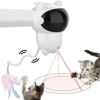 Интерактивные Игрушки Для Кошек В помещении, Лазерная Игрушка Для Кошек Со Светодиодной Подсветкой, Вращающаяся На 360 °, Перезаряжаемая через USB