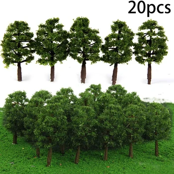 20шт Мини-модели деревьев Микроландшафтный декор Искусственные деревья Декорации Железная дорога Строительные Ландшафтные Аксессуары