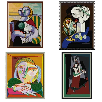 Наборы для вышивки крестом серии Picasso Art Painting, 14-каратный 11-каратный набор для вышивания на холсте, Абстрактный рисунок персонажа, Рукоделие