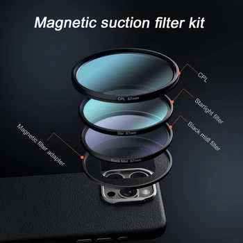 Магнитный Чехол Magsafe Для Телефона 67 мм Комплект Фильтров Объектива для iPhone 15 Pro Max С Полным Покрытием Из Ударопрочной Кожи Мягкий TPU Противоударный