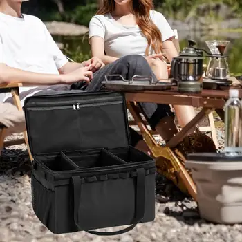 Сумка для хранения для пикника на открытом воздухе, универсальная сумка для переноски, удобная для снаряжения для кемпинга, посуды, рыболовных снастей, портативная с ручками