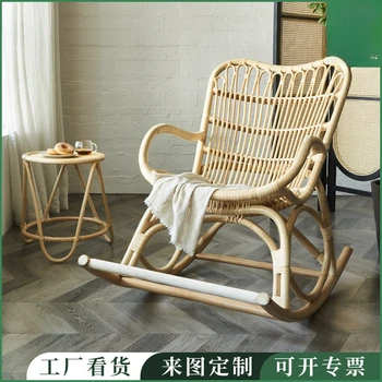 Скандинавское кресло-качалка из ротанга, современное кресло для отдыха взрослых в японском стиле, простой домашний балкон, диван-кресло для одного человека, досуг l