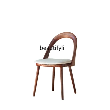 Обеденный стул из массива черного ореха Nordic Light, роскошный итальянский стул с мягкой подушкой