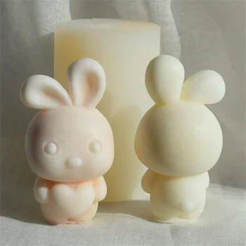 Силиконовая форма для свечей Love Rabbits, форма для Пасхального кролика, Ароматерапевтическое мыло, форма для изготовления тортов из эпоксидной смолы, Формы для домашнего декора