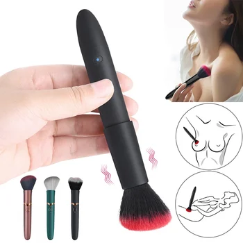 Женский вибратор-пуля, Вибрирующая кисточка для макияжа, Стимулятор сосков и клитора для женщин, перезаряжаемый вибратор, Интимный фаллоимитатор, секс-игрушки