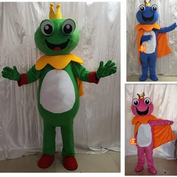 Шлем из материала EVA, костюм талисмана-лягушки-принца, Персонажи мультфильмов, лягушки с короной и плащом, костюмы для рекламы