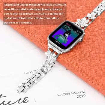 Металлический браслет с бриллиантами для Apple watch 8 7 Ultra 49 мм 41 мм 45 мм Ремешок для смарт-часов iwatch 6 5 4 3 2 SE 44 мм 42 мм 40 мм