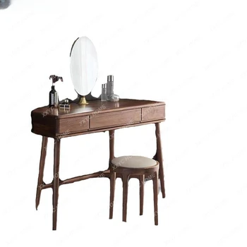 Туалетный столик из черного орехового дерева Скандинавский комод из массива Дерева Для спальни Современный Минималистичный столик для макияжа