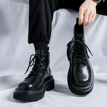 Мужские ботинки на толстой подошве в английском стиле, кожаные ботинки известного бренда 