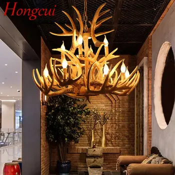Современные потолочные люстры Hongcui с оленьими рогами, креативный дизайн, подвесные светильники для домашнего декора столовой