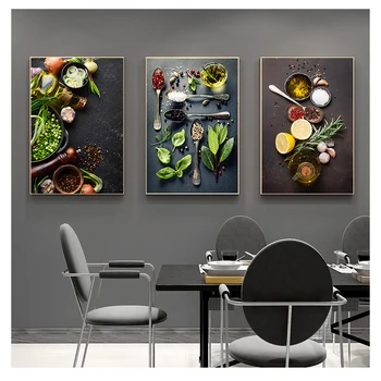 Плакаты и принты Cuadros Wall Art Холст Картины для декора столовой ресторана Кухонная тематика Микс трав и специй