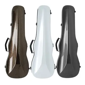 Футляр для скрипки 4/4 из углеродного волокна, легкая треугольная коробка с гигрометром, портативный дорожный чемодан для музыкальных инструментов