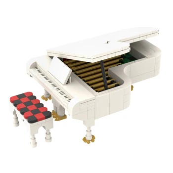 Рояль Gobricks MOC, белый набор строительных блоков, музыкальное пианино, креативная модель, кирпичи, развивающие игрушки для детей, подарки