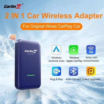 CarlinKit 2 В 1 Auto Box Беспроводной Android Auto CarPlay Адаптер CP2A Проводной к беспроводной Smart AI Box WiFi Bluetooth Автоматическое Подключение