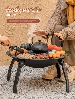 Печь для запекания PQF, мангал, гриль для барбекю, уличная плита для приготовления чая, стол для приготовления древесного угля