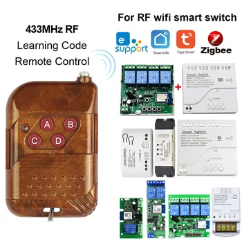 2шт RF 433 Пульт Дистанционного Управления 1527 433,92 МГц Обучающий Кодовый Передатчик Совместим С Wifi Реле eWeLink Tuya Zigbee Smart Switch