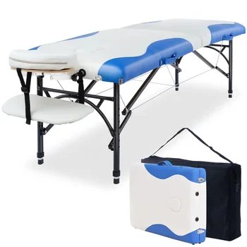 Профессиональный массажный стол, портативный 2-х Складной Легкий массажный салон для лица, СПА-тату-кровать, регулируемая с сумкой для переноски