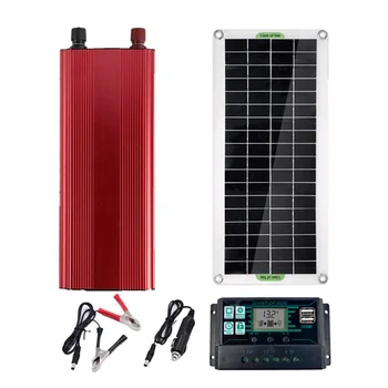 Комплект системы питания солнечной панели 220 В/1000 Вт Инвертор 12 В/18 В Зарядное устройство USB-выход