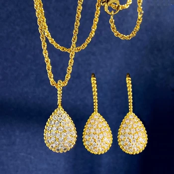 Высококачественные классические висячие серьги в стиле большой капли воды, ожерелье, Наборы браслетов для женщин, ювелирные изделия из камня CZ