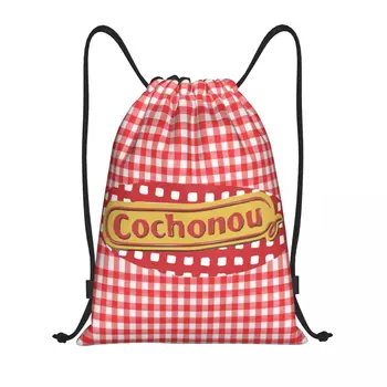 Изготовленные на заказ сумки Cochonou Saucisson с завязками для мужчин и женщин, легкий рюкзак для хранения в спортивном зале в красную клетку