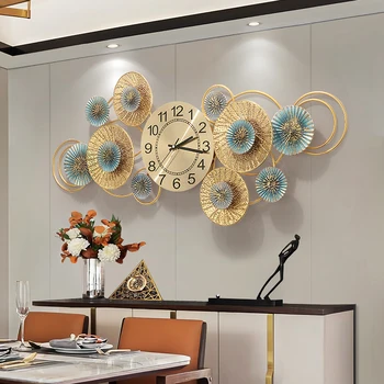 Современные Роскошные Настенные часы из кованого железа для дома, гостиной, настенных росписей, ресторана, клубного зала, настенных наклеек на часы с отключением звука