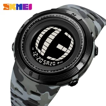 SKMEI 2076 Creative 3D Vision, мужские часы со светодиодным дисплеем, модные повседневные водонепроницаемые секундомеры, спортивные часы с цифрами и датой, мужские часы