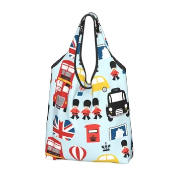 Британский Флаг Лондон, Красный Автобус, Логотип Автомобиля, Сумка для покупок, Модная сумка для покупок, сумки через плечо, Портативная сумка большой емкости
