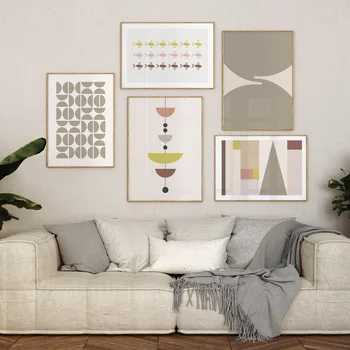 Абстрактные плакаты на скандинавскую тему и принты В минималистичном стиле с геометрическим рисунком рыбы на стене, Холст, живопись, домашний декор для гостиной