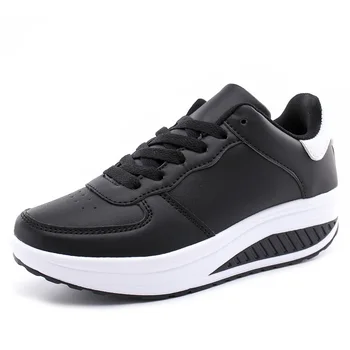 Женская обувь для ходьбы большого размера, увеличивающая рост, Черные, Белые Женские удобные спортивные кроссовки