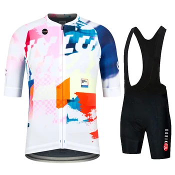 Комплект мужской велосипедной одежды, футболки и шорты с нагрудником, майка для катания на горных велосипедах, 2021 г.