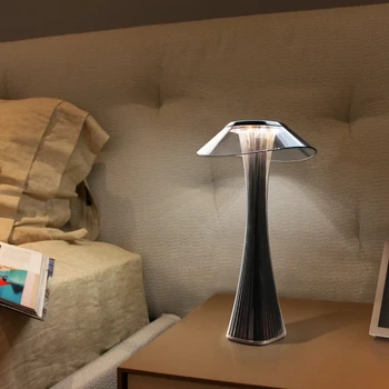 Светодиодная Настольная Лампа с Кристалалми и Стразами, Сенсорная Проекционная Атмосферная Лампа, USB-Зарядка, Ночник Для Бара, Прикроватный Столик Для Ресторана