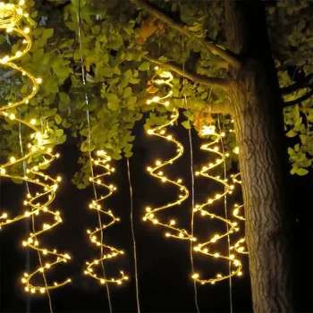 Наружные спиральные гирлянды из ротанговой лозы 75 см, Рождественское растение, Ветка дерева, Подвесная гирлянда, Свадебная вечеринка, Сказочный гирляндный светильник