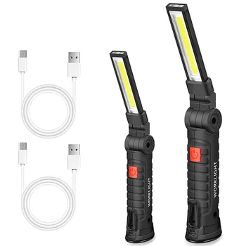 Новый светодиодный фонарик COB, магнитный рабочий фонарь, USB-перезаряжаемый фонарик, крючок, портативный фонарь, инспекционный фонарь, лампа для ремонта автомобиля в кемпинге.