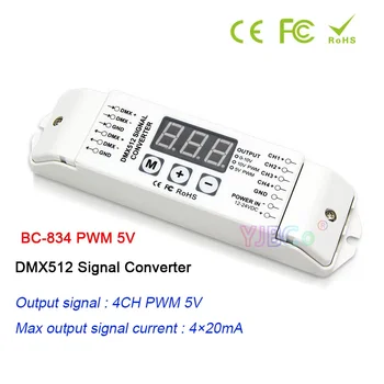 BC-834 Преобразователь сигнала 0-10 В/ШИМ 5 В/ШИМ 10 В DMX512 4-канальный сигнал DMX512/1990 в сигнал 0-10 В/ШИМ 10 В/ШИМ 5 В Диммер сигнала 12V-24V