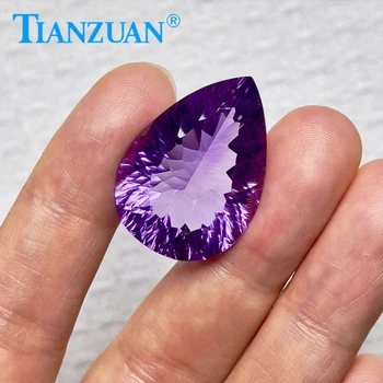 Натуральный аметист 19,78 карата интенсивно-фиолетового цвета грушевидной формы, бриллиантовой огранки, россыпной драгоценный камень, сертифицированный GRC