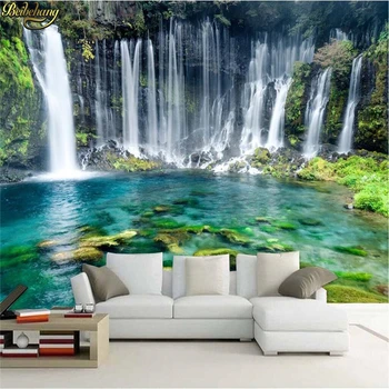 Пользовательские фотообои beibehang, Настенная роспись, наклейка на стену, Зеленый пейзаж, простой эстетичный водопад, фоновая бумага для стен, пареде
