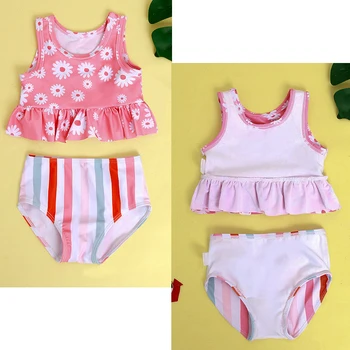 Детский костюм для девочек, розовый
  Белый купальник для бассейна, детский летний пляжный комплект из 2 предметов, детские купальники, новая одежда для дня рождения 2023 года выпуска