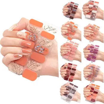 5 Листов Полосок Гелевых Наклеек Для Ногтей Полуотвержденные Блестящие Наклейки Для Дизайна Ногтей Горячее Тиснение 3D Гель-Лак Для Ногтей Полоски