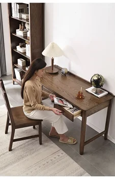 Стол из чистого массива дерева, американский минималистский ореховый компьютерный стол из красного дуба, мебель для рабочего стола